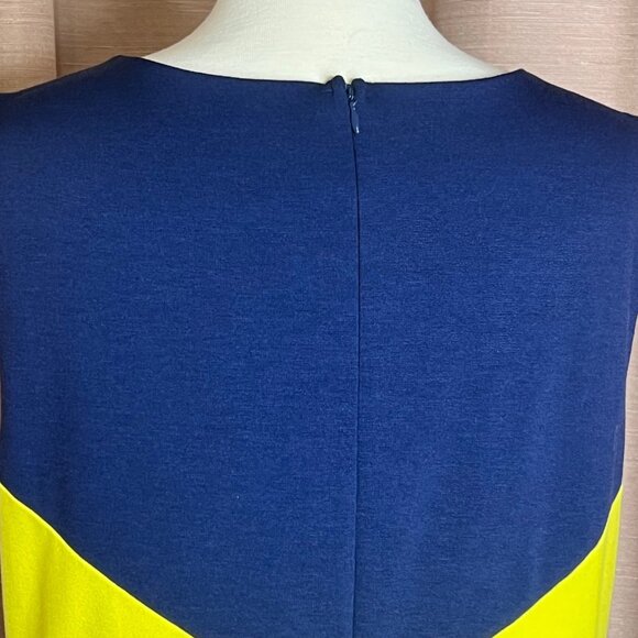 Ann Taylor Sleeveless Color block Sheath Dress Size 18 Blue Yellow White Career - Picture 6 of 14